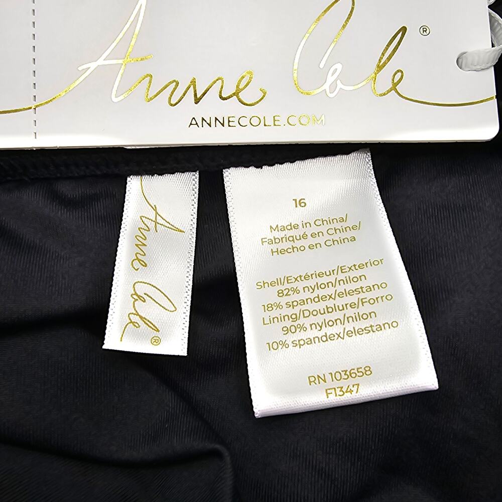 Anne Cole Womans size 16 Live in Color Square Neck One-Piece Swimsuit Black NEW - Picture 6 of 8